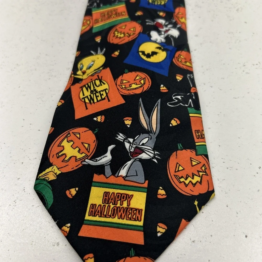 Vintage 1996 Looney Tunes Mania Halloween Tie Bugs Bunny Taz Warner‎ Bros